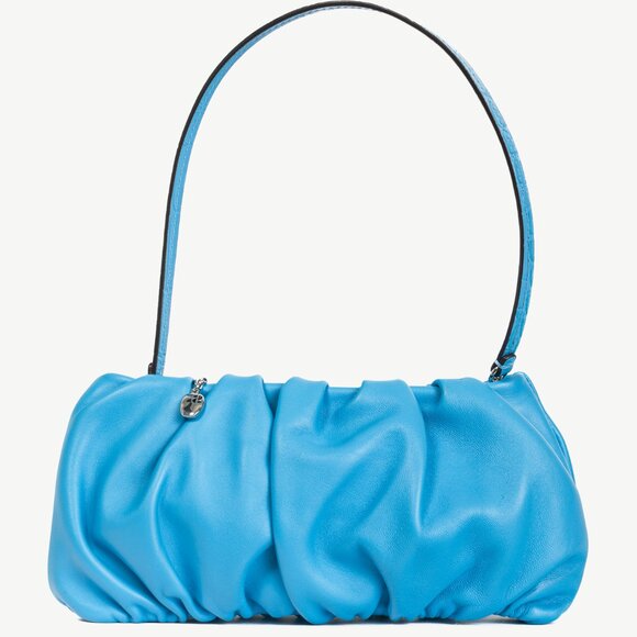 STAUD Handbags - STAUD Bean Marine Ruched-Leather Convertible Mini Bag